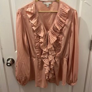 Long sleeve pink ruffled blouse